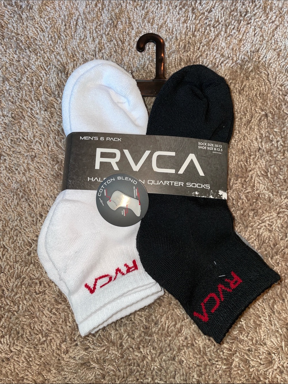 NWT 6 pack black and white RVCA socks
